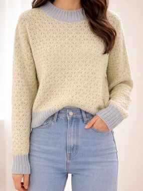 Cocogio Pastel Blue And Yellow Women's Sweater